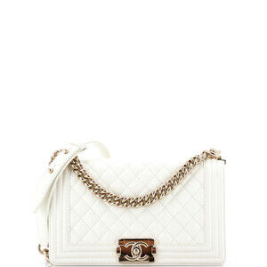 Chanel Old Medium Boy Flap Bag Quilted Caviar